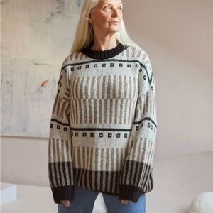 The Knotty Ones Ethno Alpaca Wool Sweater in Off-White